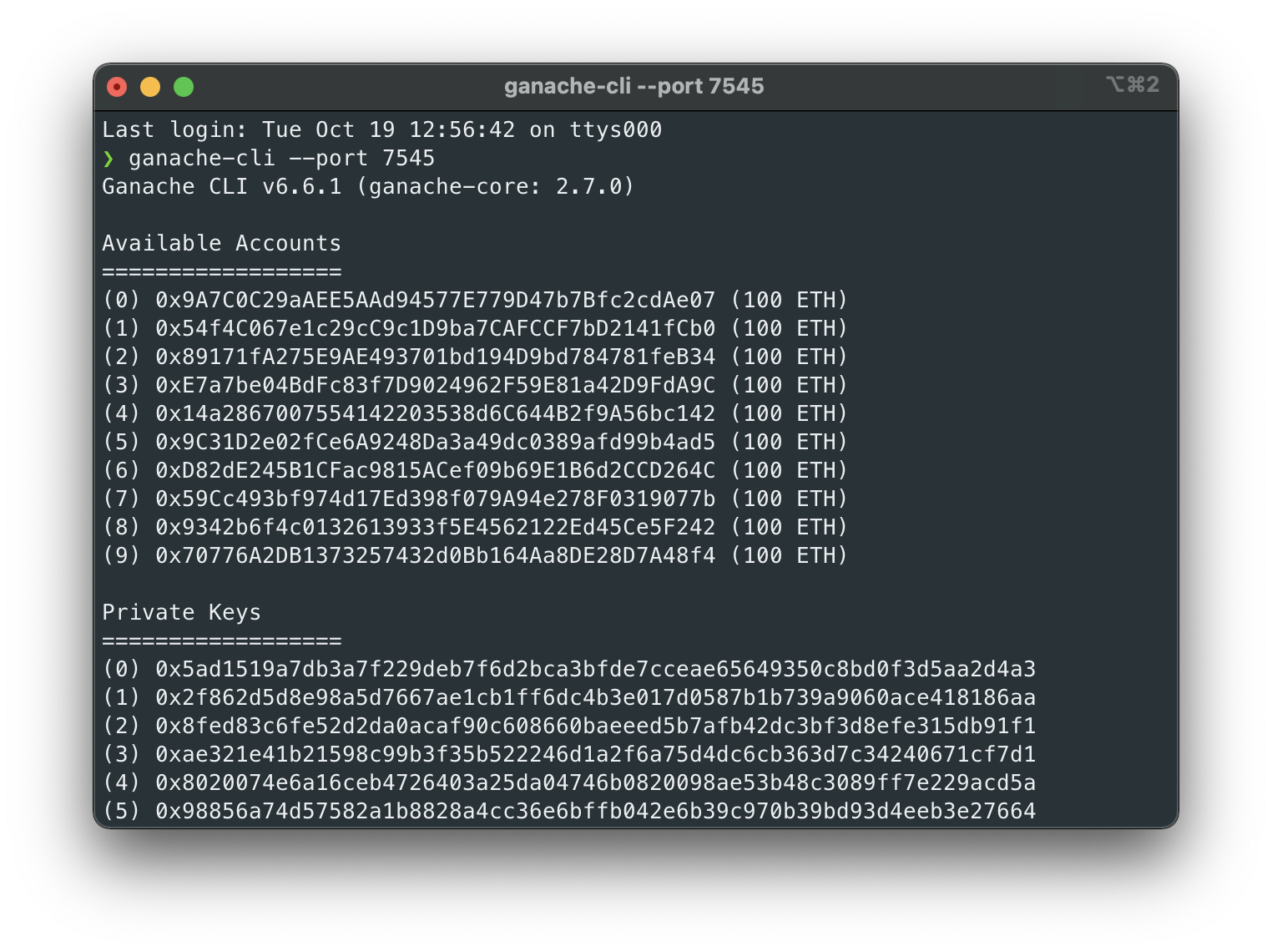 ganache terminal output